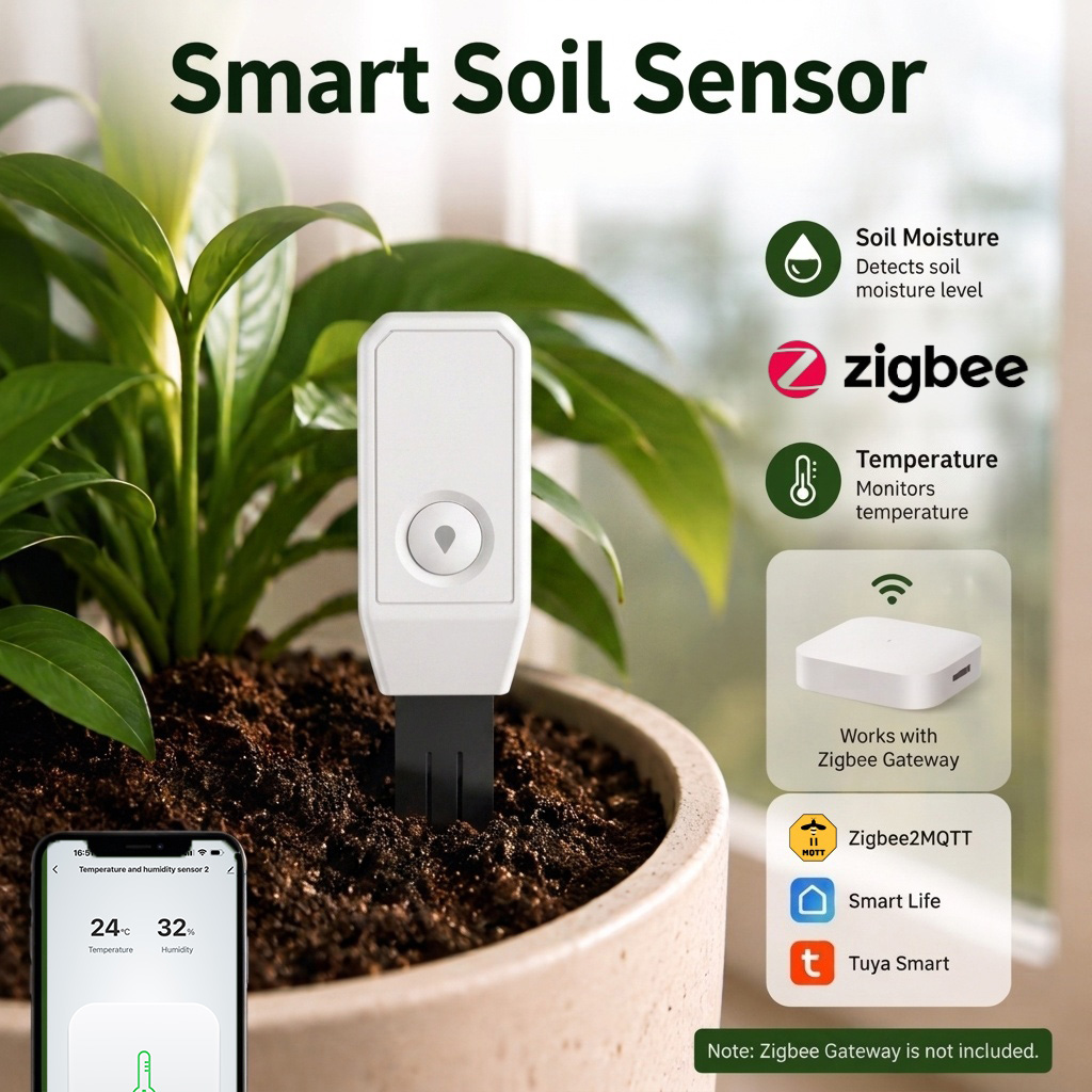 Digital Hygrometer Probe - เซ็นเซอร์วัดความชื้นในดิน Zigbee เครื่องวัดความชื้นและอุณหภูมิในดิน เครื่องวัดตรวจสอบดินสำหรับต้นไม้ รองรับแอป TUYA