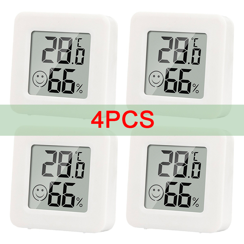 Digital Hygrometer Probe - 4 ชิ้น Mini LCD เครื่องวัดอุณหภูมิความชื้นในครัวเรือนในร่มใหม่ดิจิตอลอุณหภูมิความชื้นดิจิตอลจอแสดงผลติดผนังเซ็นเซอร์