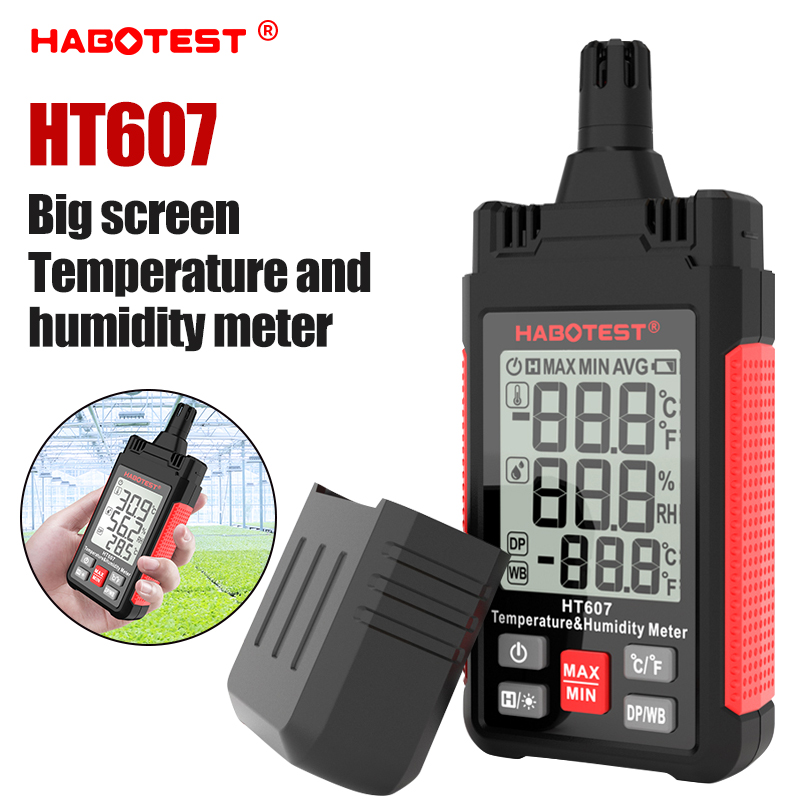 Digital Hygrometer Probe - HABOTEST HT607 เครื่องวัดอุณหภูมิและความชื้นแบบดิจิตอลความแม่นยำสูง - เครื่องวัดอุณหภูมิและความชื้นระดับมืออาชีพสำหรับห้องปฏิบัติการและการเกษตร