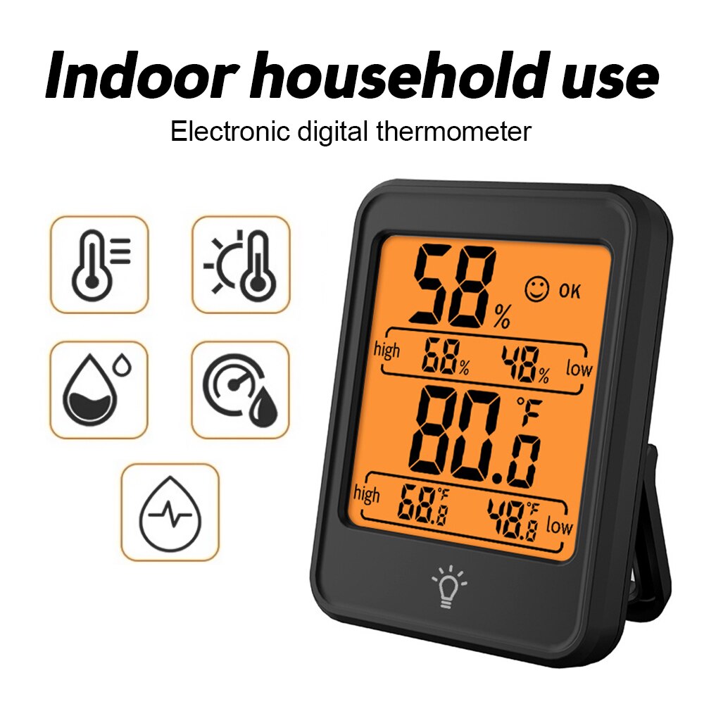 Digital Hygrometer Probe - ไฮโกรมิเตอร์ดิจิตอล LCD เครื่องวัดอุณหภูมิในห้องพร้อมขาตั้งแม่เหล็กเครื่องวัดอุณหภูมิสำนักงานแบบพกพา
